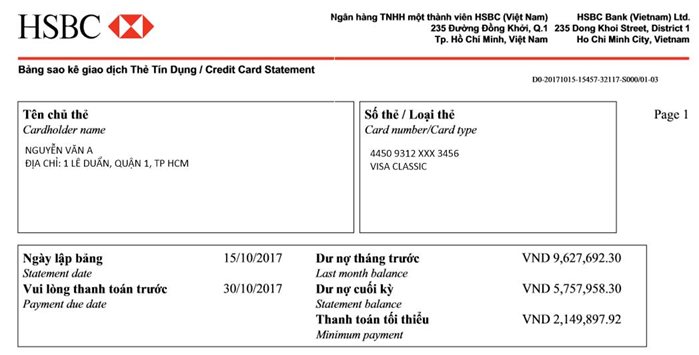 Tra cứu, đóng tiền/thanh toán thẻ tín dụng HSBC Việt Nam. Hỗ trợ thẻ ngân hàng (ATM), Visa, Master…